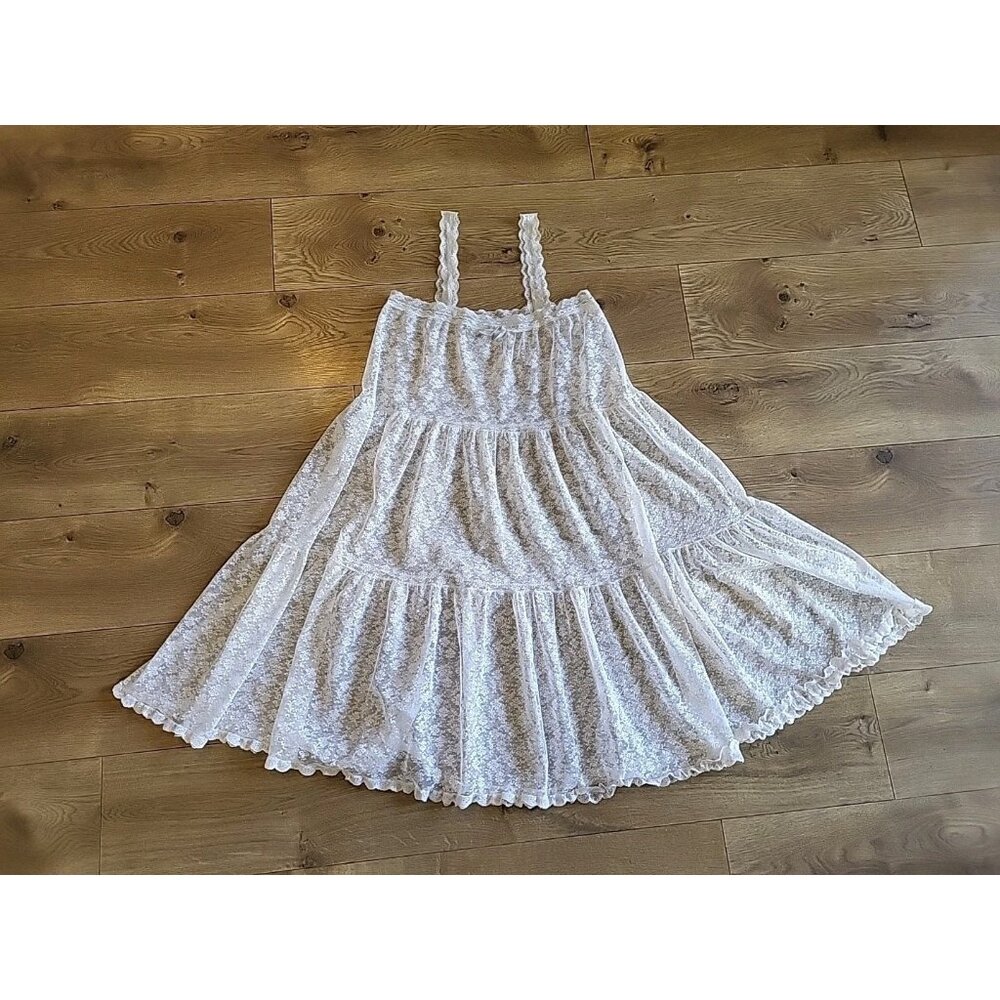 Papillon By Paula Carbone Vintage Lace Nightgown Tiered White XL